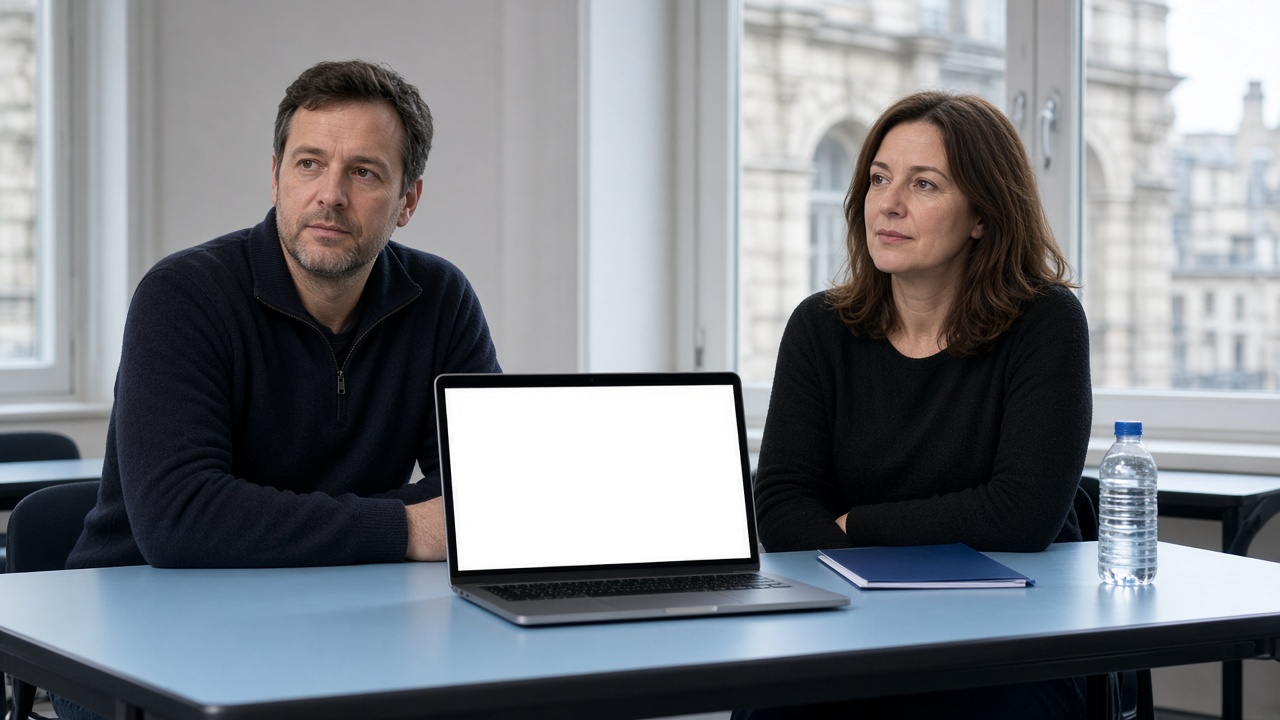 Deux stagiaires, écran vide
